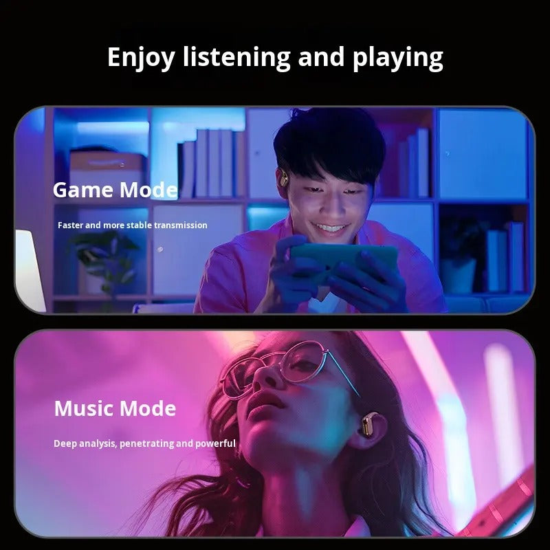 Premium Gold Finish Wireless Ear Hook Earbuds with LED Display Charging Case