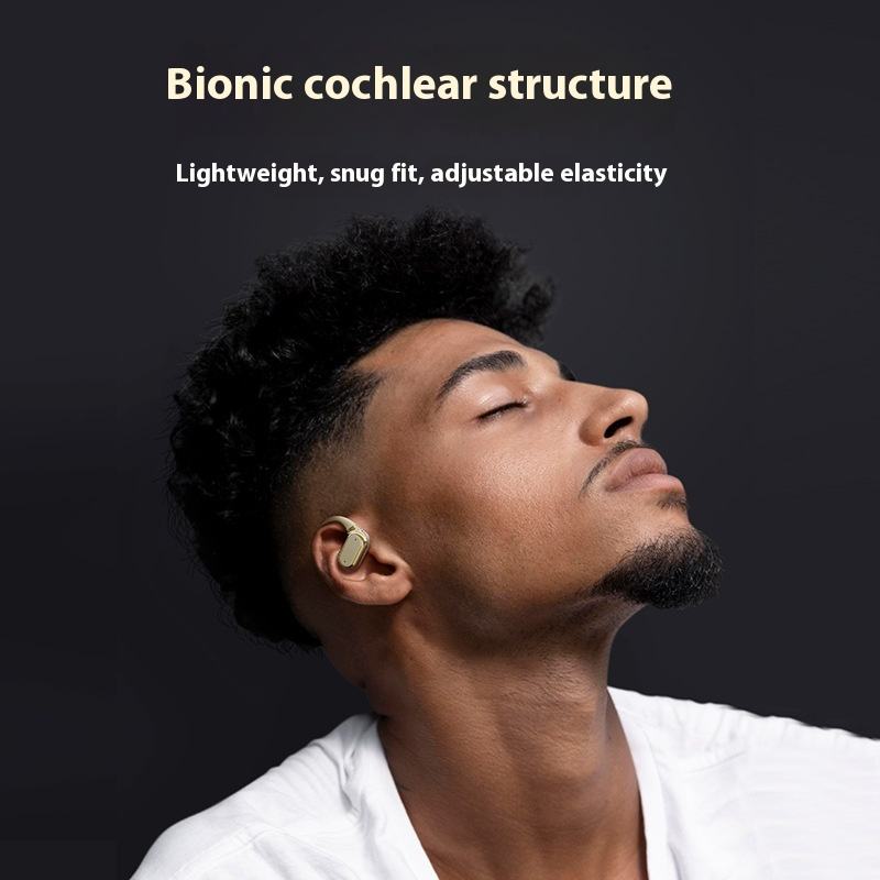 Premium Gold Finish Wireless Ear Hook Earbuds with LED Display Charging Case