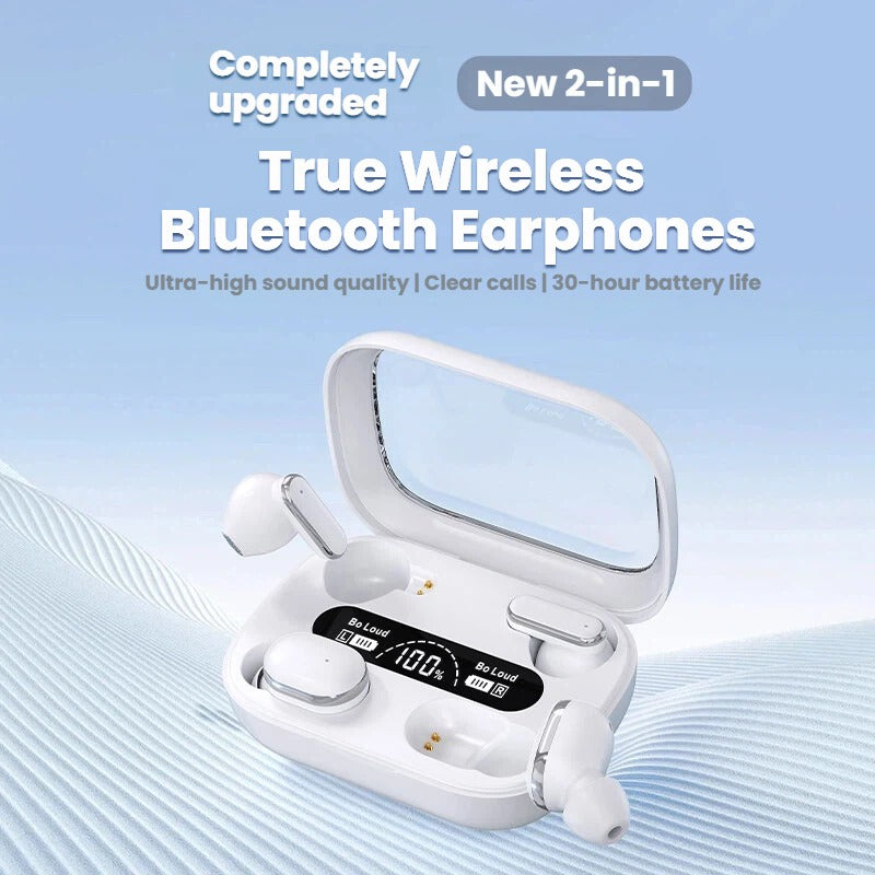 BO Loud Wireless TWS Earbuds with Dual LED Battery Display & Transparent Charging Case