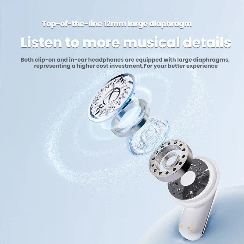 BO Loud Wireless TWS Earbuds with Dual LED Battery Display & Transparent Charging Case