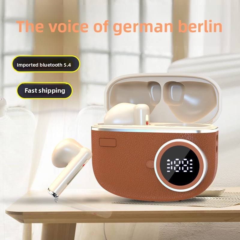 Stylish Green TWS Wireless Earbuds with LED Digital Display & Premium Leather-Texture Case