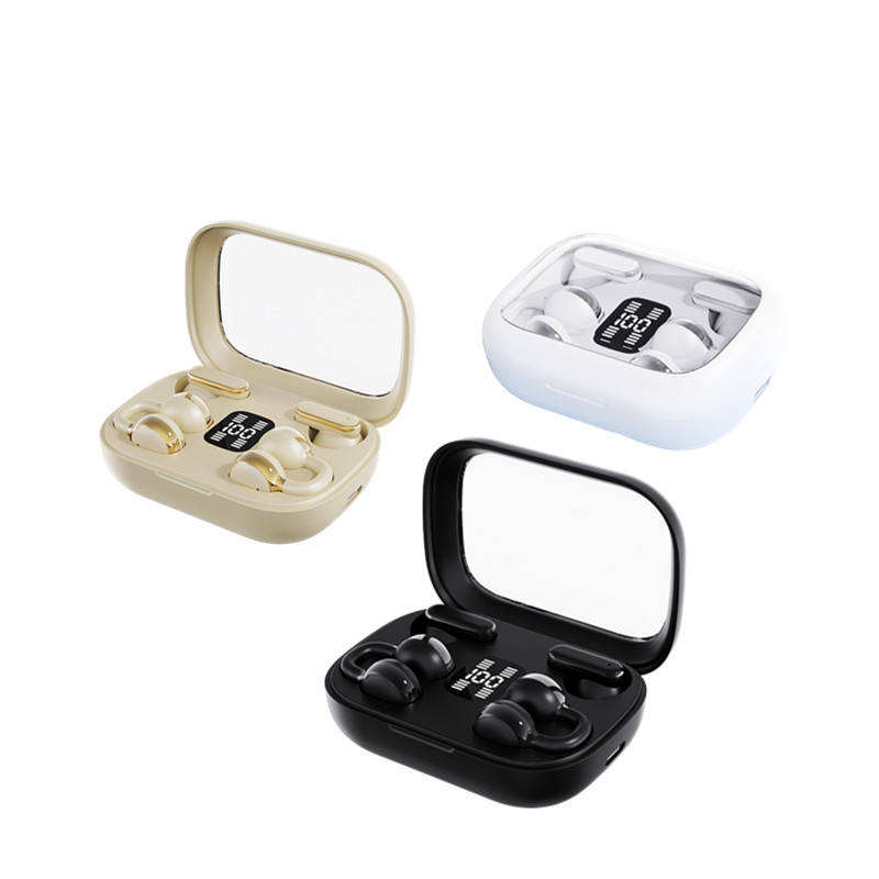 Premium Golden Beige TWS Earbuds with LED Display & Transparent Smart Charging Case