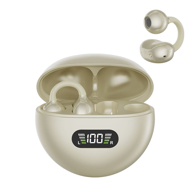 CurveFit Black TWS Wireless Earbuds with LED Digital Display & 360° Ear-Hook Design