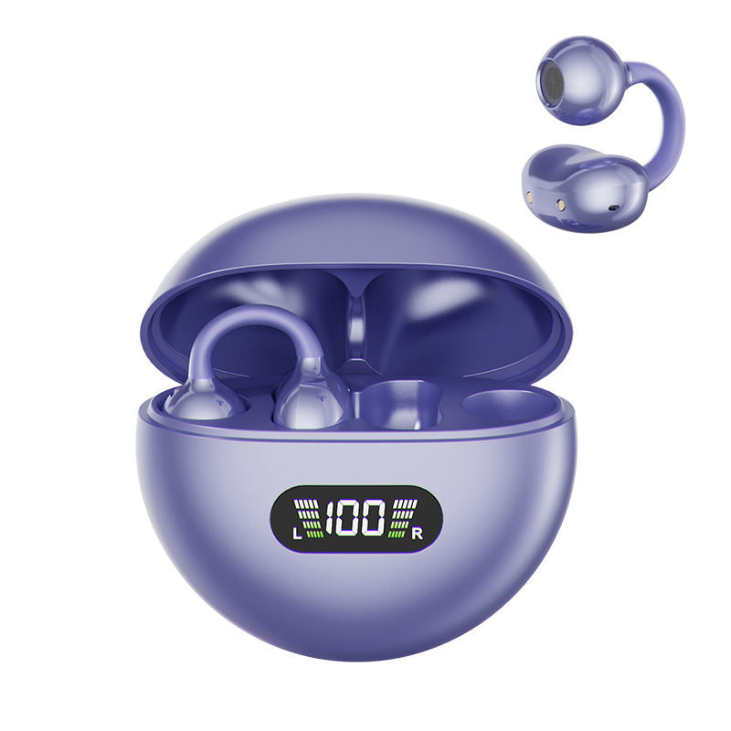 CurveFit Black TWS Wireless Earbuds with LED Digital Display & 360° Ear-Hook Design