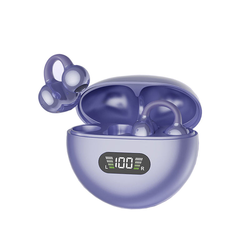 CurveFit Black TWS Wireless Earbuds with LED Digital Display & 360° Ear-Hook Design