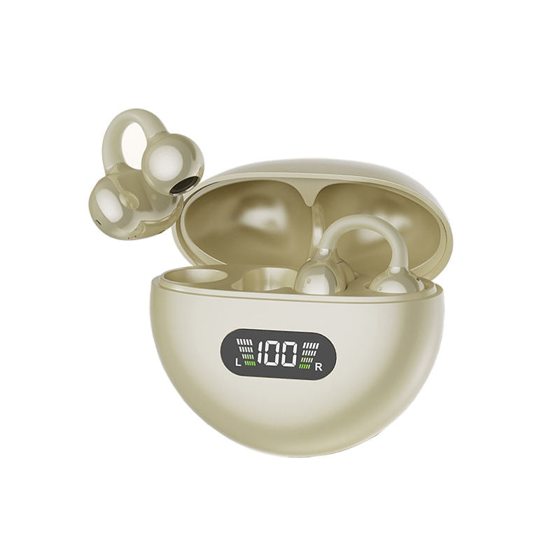 CurveFit Black TWS Wireless Earbuds with LED Digital Display & 360° Ear-Hook Design