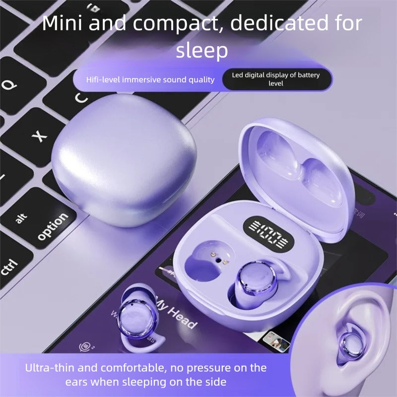 Beige LoopFit TWS Wireless Earbuds with LED Display & Compact Charging Case