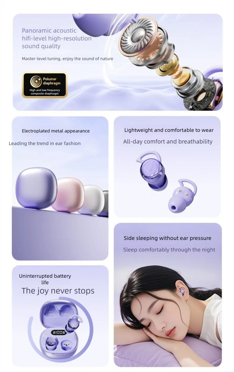 Beige LoopFit TWS Wireless Earbuds with LED Display & Compact Charging Case