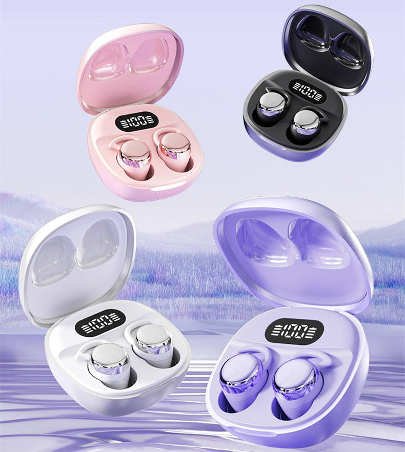 Beige LoopFit TWS Wireless Earbuds with LED Display & Compact Charging Case