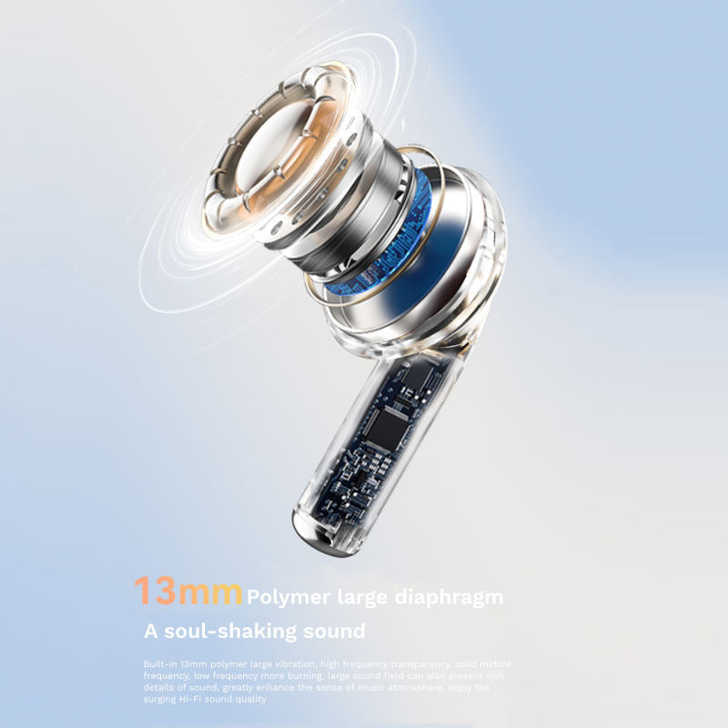 ProBass Black TWS Wireless Earbuds with LED Battery Display & Leather-Texture Charging Case