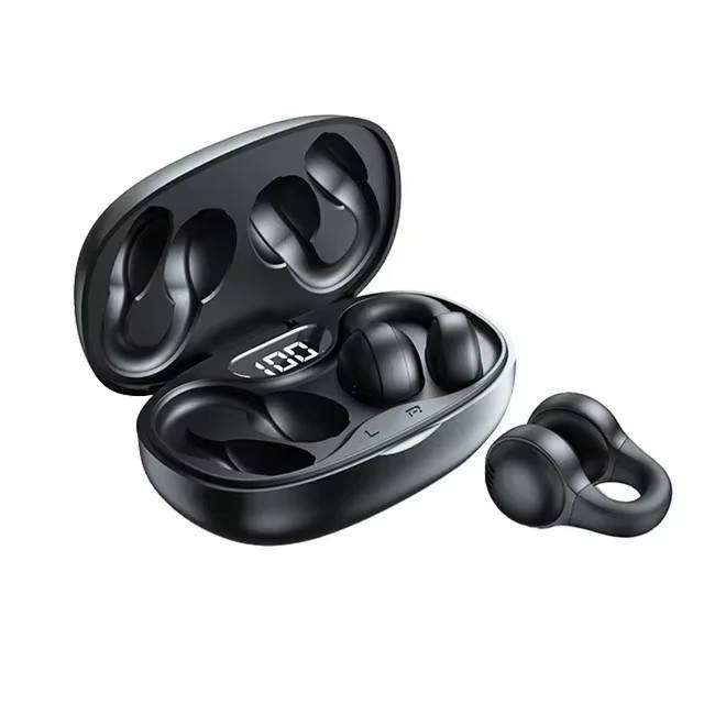 AirLoop Pro Black TWS Earbuds with Open-Ear Comfort Design & LED Digital Display Case