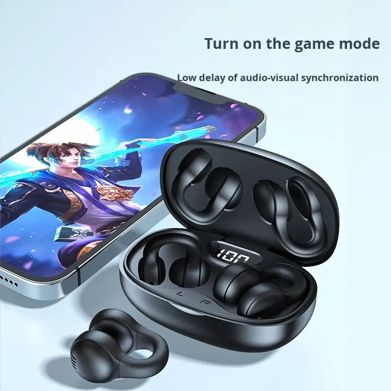 AirLoop Pro Black TWS Earbuds with Open-Ear Comfort Design & LED Digital Display Case