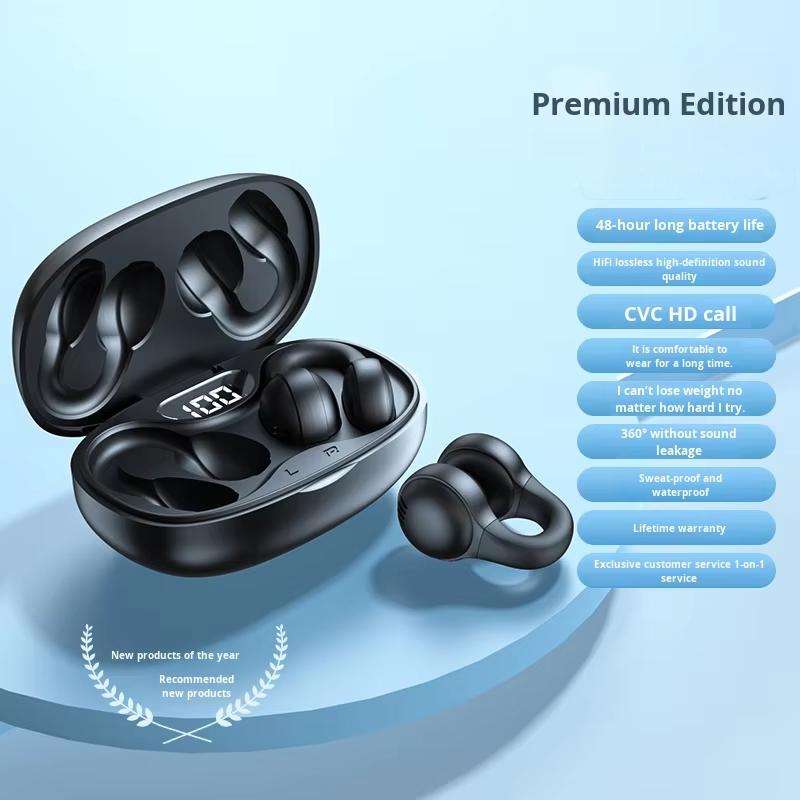 AirLoop Pro Black TWS Earbuds with Open-Ear Comfort Design & LED Digital Display Case