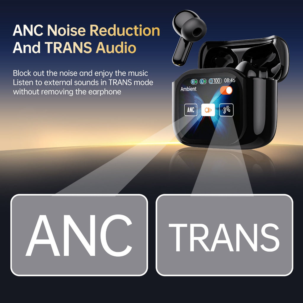 SmartScreen TWS Wireless Earbuds with Full Touch Display Case, ANC Mode & HD Sound
