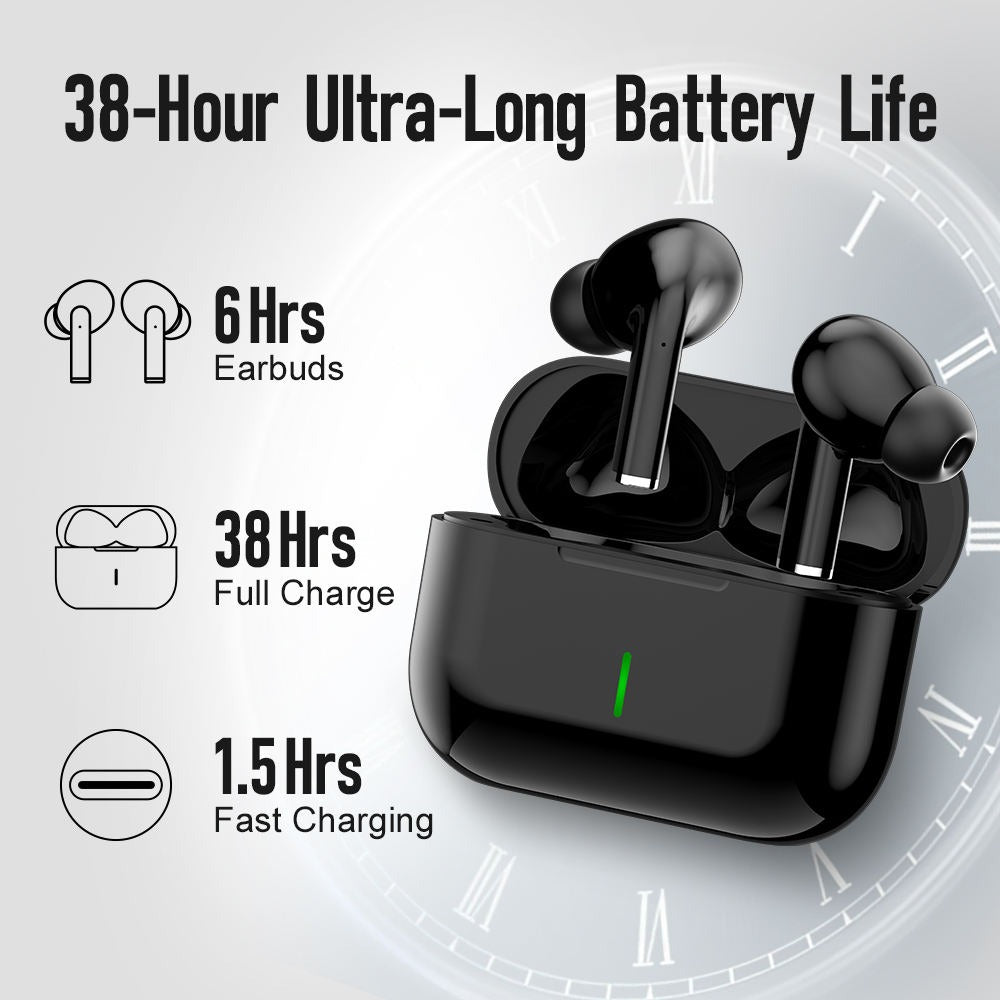 Glossy Black ProPods TWS Earbuds with HD Sound, Deep Bass & Smart LED Indicator Case